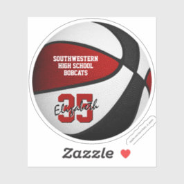 Rood zwart basketbal team kleuren meisjes jongens sticker