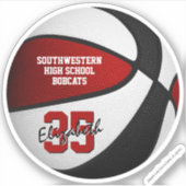 Rood zwart basketbal team kleuren meisjes jongens sticker (Voorkant)