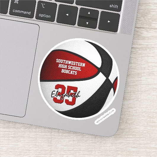 Rood zwart basketbal team kleuren meisjes jongens sticker (Detail)