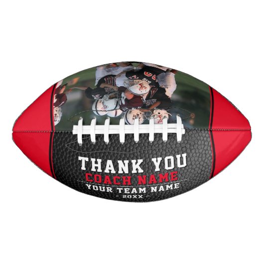 Rood Zwart Bedankt Coach Team Naam Foto American Football (Voorkant)