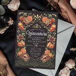 Rood & Zwart Betoverde Tuin Bloemen Quinceanera Kaart<br><div class="desc">Vier uw Quinceañera in een betoverde tuin! Deze uitnodiging is voorzien van een weelderig lijst van rode bloemen met gouden accenten tegen een zwarte achtergrond, wat een vleugje magie toevoegt aan uw speciale dag. Personaliseer het om aan uw behoeften te voldoen. Let op: het goud op dit product is geen...</div>