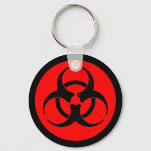 Rood & Zwart Biohazard Symbool Sleutelhanger