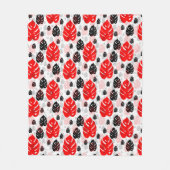 Rood Zwart Blad Abstract Vorm Patroon Illustratie Fleece Deken (Voorkant)