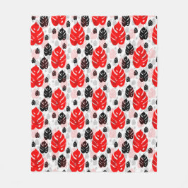 Rood Zwart Blad Abstract Vorm Patroon Illustratie Fleece Deken