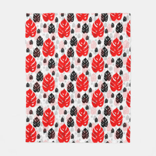 Rood Zwart Blad Abstract Vorm Patroon Illustratie Fleece Deken