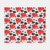 Rood Zwart Blad Abstract Vorm Patroon Illustratie Fleece Deken (Voorkant (Horizontaal))