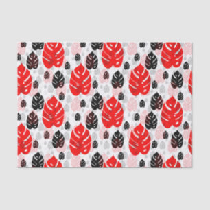 Rood Zwart Blad Abstract Vorm Patroon Illustratie Tissuepapier