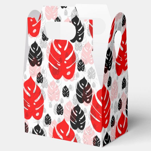 Rood Zwart Blad Illustratie Patroon Ontwerp Bedankdoosjes (Geopend)