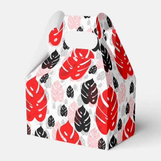 Rood Zwart Blad Illustratie Patroon Ontwerp  Bedankdoosjes (Voorkant Zijde)