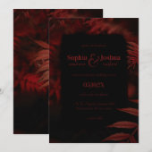 Rood & Zwart Bladeren Gotische Huwelijk Handfastin Kaart (Voorkant / Achterkant)