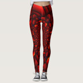 Rood zwart blauw bloemblad leggings (Voorkant)