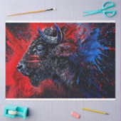 Rood Zwart Blauw Buffel Gezicht Rechts Decoupage Tissuepapier (Craft)