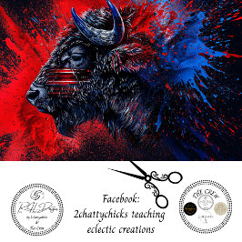 Rood Zwart Blauw Buffel Gezicht Rechts Decoupage Tissuepapier