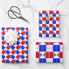 Rood & zwart & blauw Modern geometrisch patroon un Inpakpapier Vel