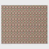 Rood & Zwart Bloemen Art Nouveau op Beige Cadeaupapier (Vlak)
