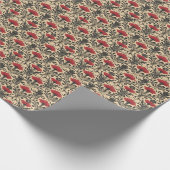 Rood & Zwart Bloemen Art Nouveau op Beige Cadeaupapier (Hoek)