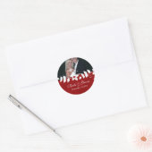 Rood Zwart Bloemen bruiloft sticker (Envelop)