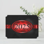 Rood & Zwart Bloemen Button 2025 Afstudeerfeest Kaart (Staand voorkant)