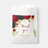 Rood & zwart bloemen goud bedankzakje (Voorkant)