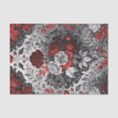 Rood Zwart Bloemendamask Decoupage Tissuepapier (Voorkant)