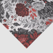Rood Zwart Bloemendamask Decoupage Tissuepapier (Detail)