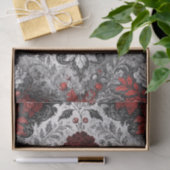 Rood Zwart Bloemendamask Decoupage Tissuepapier (Geschenk)