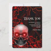 Rood Zwart bloemendonker humeurig gothic schedel H Bedankkaart (Voorkant)