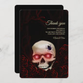 Rood Zwart bloemendonker humeurig gothic schedel H Bedankkaart (Voorkant / Achterkant)