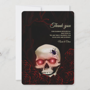 Rood Zwart bloemendonker humeurig gothic schedel H Bedankkaart