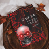 Rood Zwart bloemendonker humeurig gothic schedel H Bedankkaart