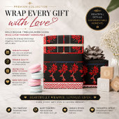 Rood Zwart Bloemig Cadeaupapier