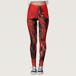 Rood Zwart Bruin Groen abstract eenvoudig Kleur co Leggings
