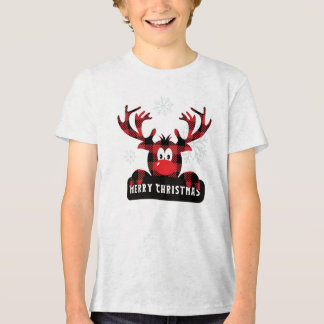 Rood & Zwart Buffalo Geplaagd Rendier Kerstmis Tri-Blend Shirt