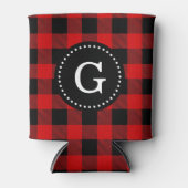 Rood Zwart Buffalo Geruit 1I Monogram Blikjeskoeler (Voorkant)