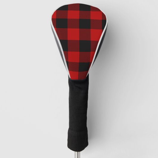 Rood & Zwart Buffalo geruit dambordpatroon Golfheadcover (Voorkant)