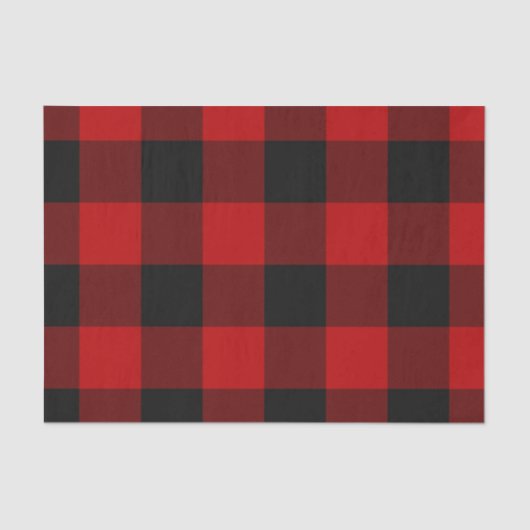 Rood & Zwart Buffalo Geruit Plaid Rustiek Tissuepapier (Voorkant)