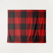 Rood & Zwart Buffalo Geruit Plaid Rustiek Wandkleed (Voorkant (horizontaal))
