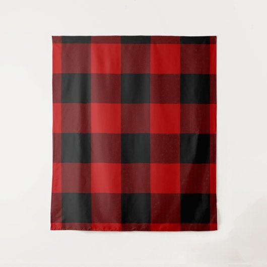 Rood & Zwart Buffalo Geruit Plaid Rustiek Wandkleed (Voorkant)