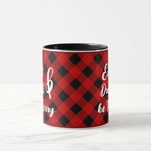 Rood Zwart Buffalo Gingham Check Mok (Midden)