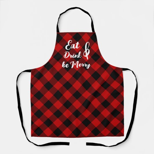 Rood Zwart Buffalo Gingham Check Print Schort (Voorkant)
