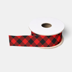 Rood Zwart Buffalo Houthakker Check Kerstmis Grosgrain Lint