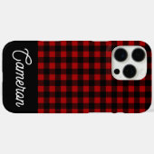 Rood & Zwart Buffalo Plaid Aangepaste Naam Case-Mate iPhone Case (Achterkant (horizontaal))