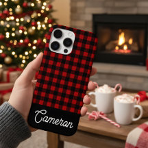Rood & Zwart Buffalo Plaid Aangepaste Naam
