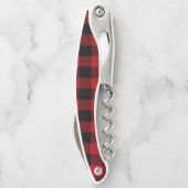 Rood & Zwart Buffalo Plaid Checker Squares Rustiek Kurkentrekker (Achterkant)
