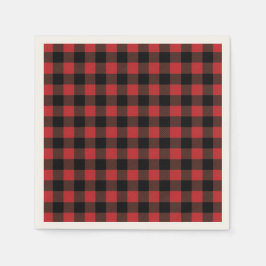 Rood zwart Buffalo Plaid papier Servet