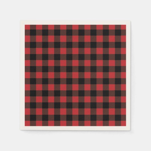 Rood zwart Buffalo Plaid papier Servet (Voorkant)
