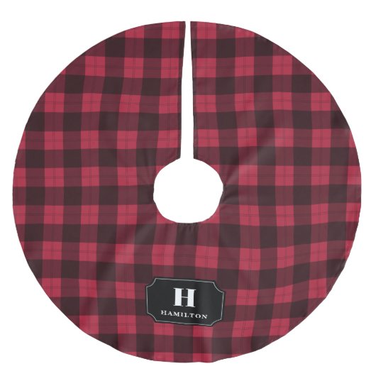 Rood & Zwart Buffalo Plakken Monogram Boomrok Kerstboom Rok (Voorkant)