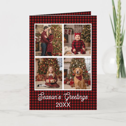 Rood & Zwart Buffalo Plakt Aangepaste Naam en Teks Kaart (Voorkant)