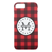 Rood zwart Buffalo Pset Lumberjack Name Monogram Case-Mate iPhone Case (Achterkant)