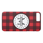 Rood zwart Buffalo Pset Lumberjack Name Monogram Case-Mate iPhone Case (Achterkant (Horizontaal))